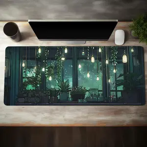 Creative Window Night Sky & Plant Pattern Extended Mouse Pad, 1 Count Large Gaming Mouse Pad, Non-slip Personalized Mouse Pad For Home Office Desk, Extended Mousepad