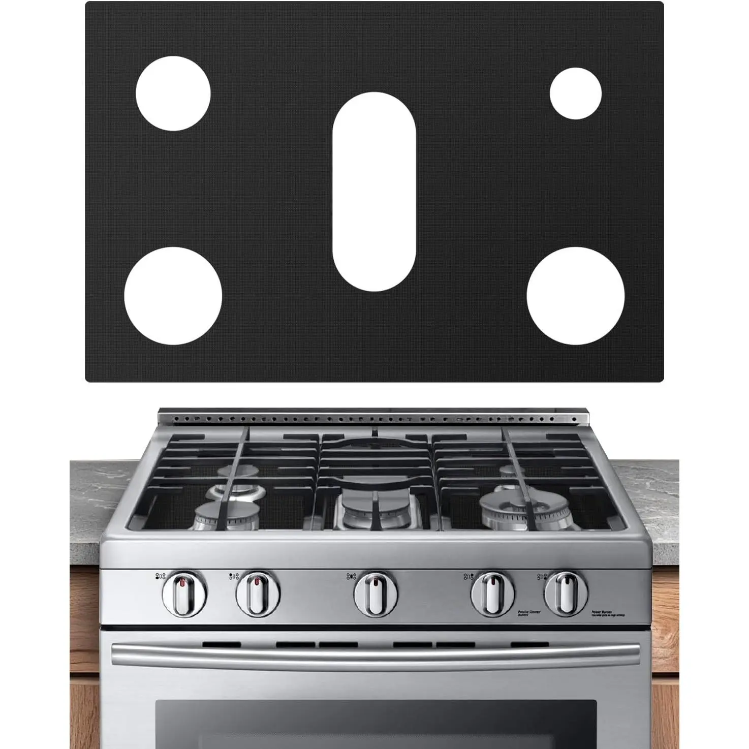 Silicone Stove Cover Gas Stove Top Burner Covers for Samsung Gas Range Stove Guard Reusable,Oven Liners Mat Gas Range Protectors with Holes, Non-Stick Washable Keep Stove Clean 24.4x16.3 inch Yifanyou Sports