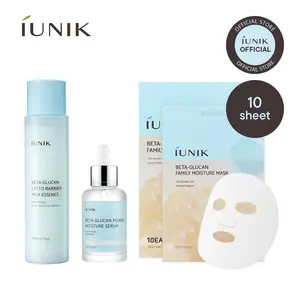 [IUNIK Official] Triple Hydration Care Set | Beta Glucan Serum + Lacto Milk Essence + Family Moisture Mask | summervibes