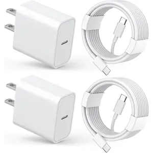 Fast Charging, 2Pack Quick C to C Charger Cable Cord 20W USBC Wall Charger Block Travel Plug for iPhone 16/16 Pro Max/16 Plus/15/15 Pro/iPad Pro/Mini/Air/AirPods