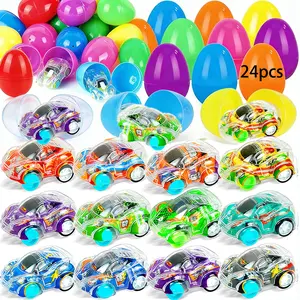 12/24 Pack Easter Eggs with Bouncing Animals & Cars, Pre-Filled Easter Eggs for Kids & Toddlers, Party Favors, Egg Hunt Games, Toys for Boys Girls over 3