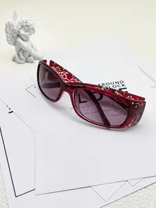 Fashionable All-match Tinted Lens Glasses, Stylish Rhinestone Decor Four-leaf Clover Pattern Design Glasses, Summer Fashion Eyewear for Daily Used, Trendy Shades