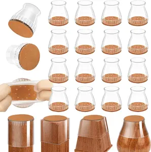 12/24/48 pcs Clear Chair Leg Covers — Floor protectors to prevent scratching floors; easy to install; suitable for home and office use; silent sliding chair leg floor protectors; invisible and attractive; suitable for many types of chair feet
