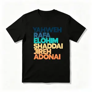 Jehovah Rapha Elohim Shaddai Adonai Faith-Themed Printed Women's T-Shirt, A Spiritual Statement Top, Is An Excellent Gift Choice For Relatives And Friends On Holidays Such As Christmas