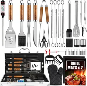 BBQ Grill Accessories Set, 38 count Stainless Steel Grill Tools Grilling Accessories with  Case, , Grill Mats for Camping/Backyard Barbecue, Grill Set for Men Women