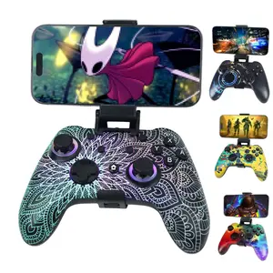 2026 Universal Bluetooth Wireless&Wired Gaming Controller for Mobile phone,Switch 1/2, PC, TV,Tesla,Steam, Programmable Game Gamepad,RGB Lighting Hall Effect/Turbo/Vibration,come with C-A Adapter, Phone Holder, 25mm Cable