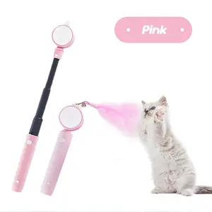 Cat Toys for Indoor&Outdoor Cats Retractable cat wand With Portable Cat Teaser for Training &Narrow Space Telescopic Pole Design for Easy Storage Cat Fishing Pole toy Enrichment Toys for Cats Gifts(2 Feather Attachments)