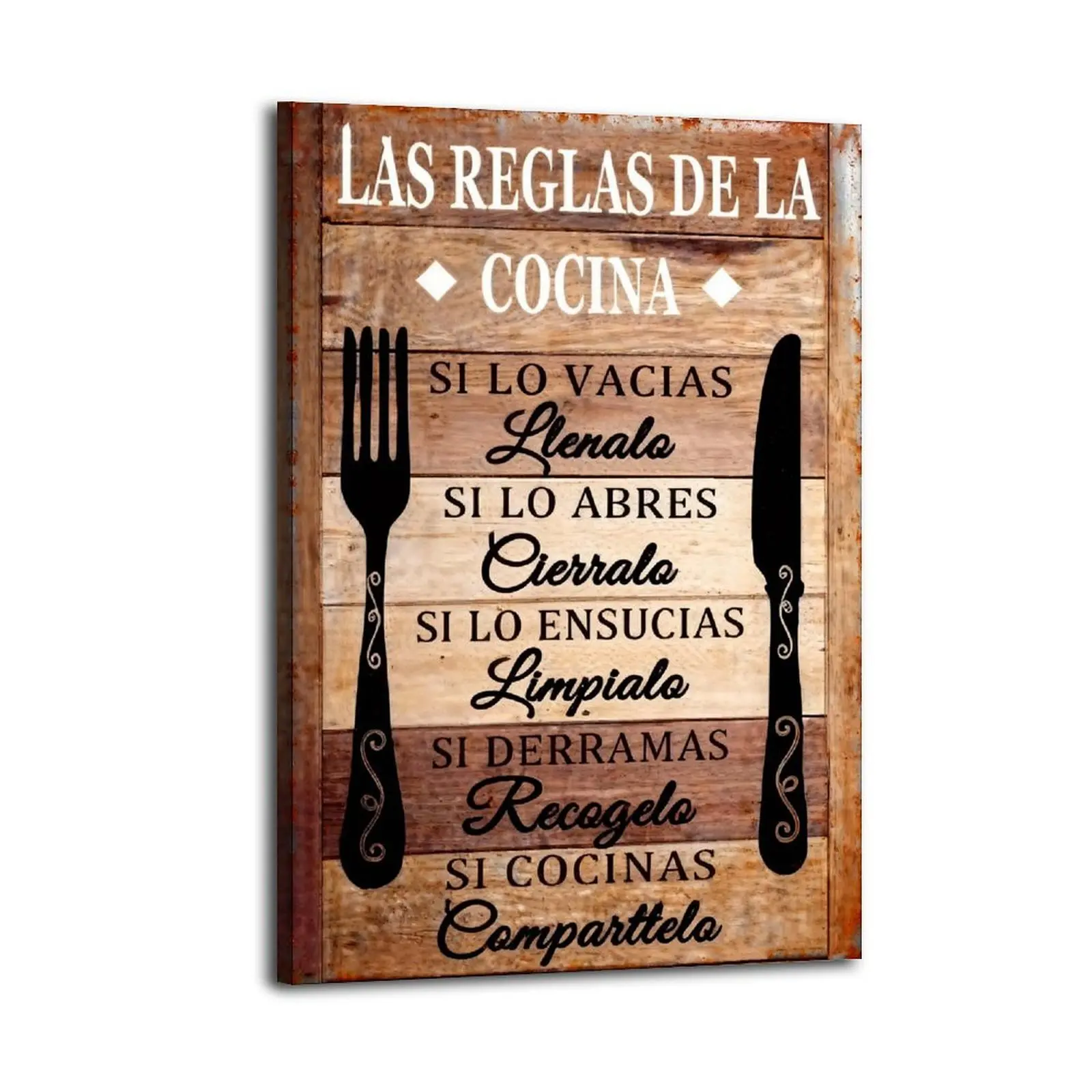 Las Reglas De La CocinaArt Canvas Posters Photos Wall Decorations Canvas Printing Living Room Bedroom Decoration Wall Decoration Printing Office Aesthetic Posters