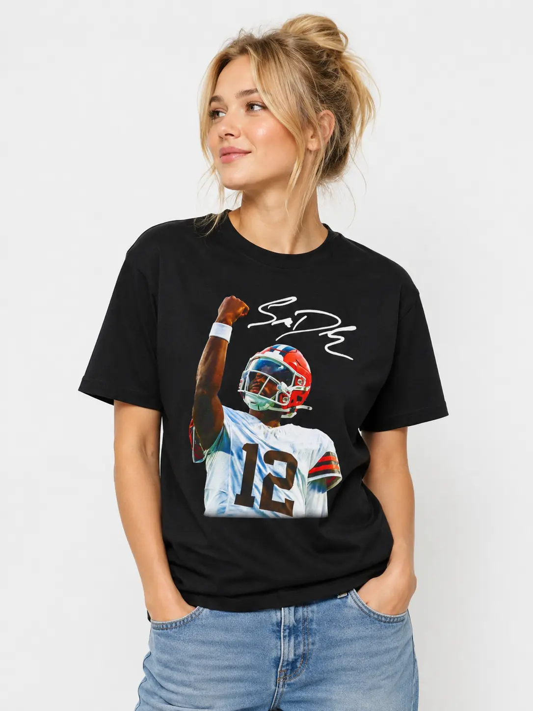Women's Casual T-Shirt with 'Celly' Signature Graphic, Stylish Short Sleeve Round Neck Comfortable 100% Cotton Top, Shortsleeve, Tee, Tshirt