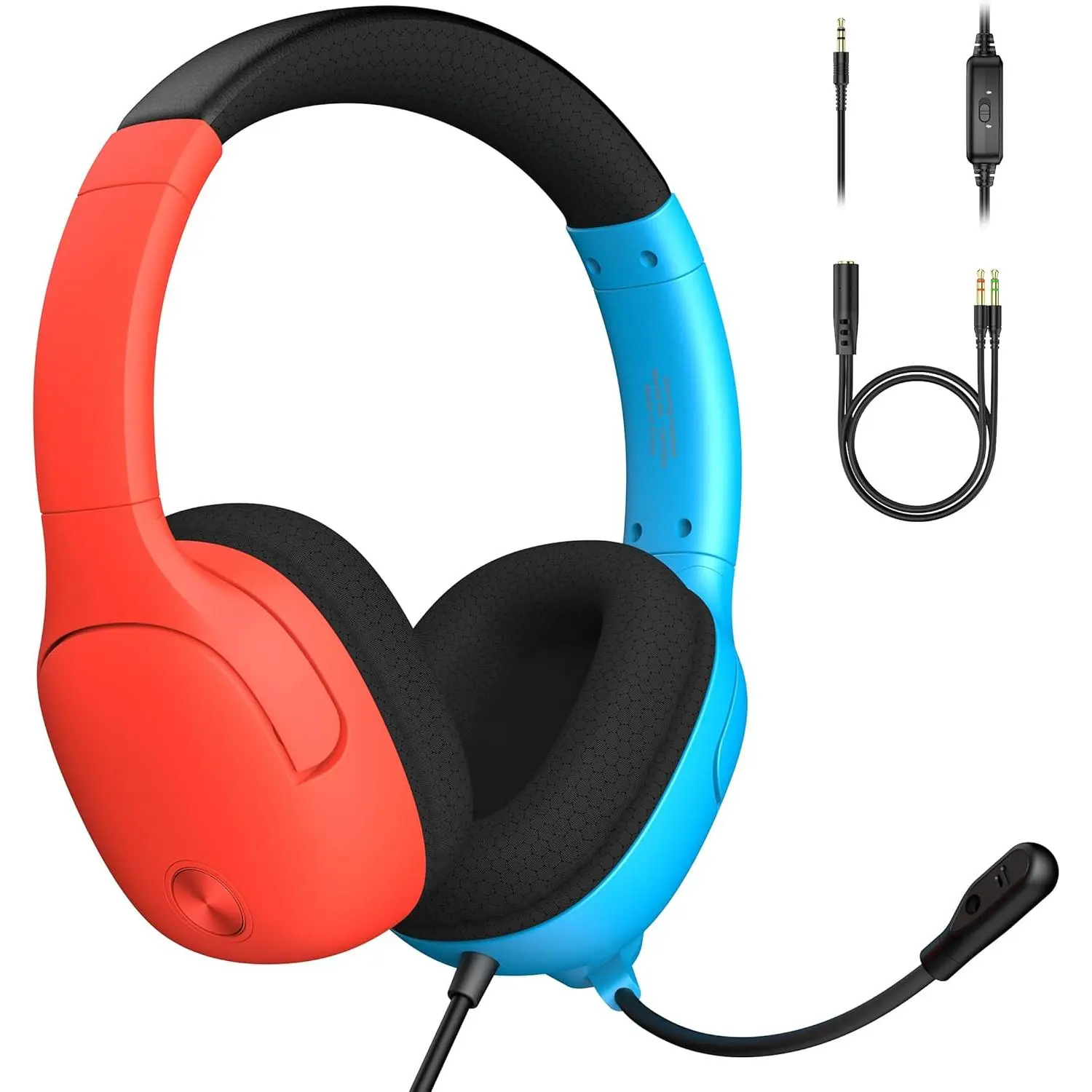 Gaming Headset for Nintendo Switch/Lite/OLED, Gaming Headphones with Mic for Nintendo Switch Fortnite/Sports (Red/Blue)