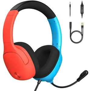 Gaming Headset for Nintendo Switch/Lite/OLED, Gaming Headphones with Mic for Nintendo Switch Fortnite/Sports (Red/Blue)