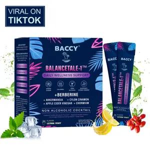 BACCY MOCKTALE-1 Metabolic Support with Berberine& Akkermansia, Chormium, Cylon Cinamon, Apple CiderVinegar - 30 Packets Lemon Mint Flavor Non-AlcoholicCocktail I Powdered Supplement Drink Mix Healthcare Edible Drink