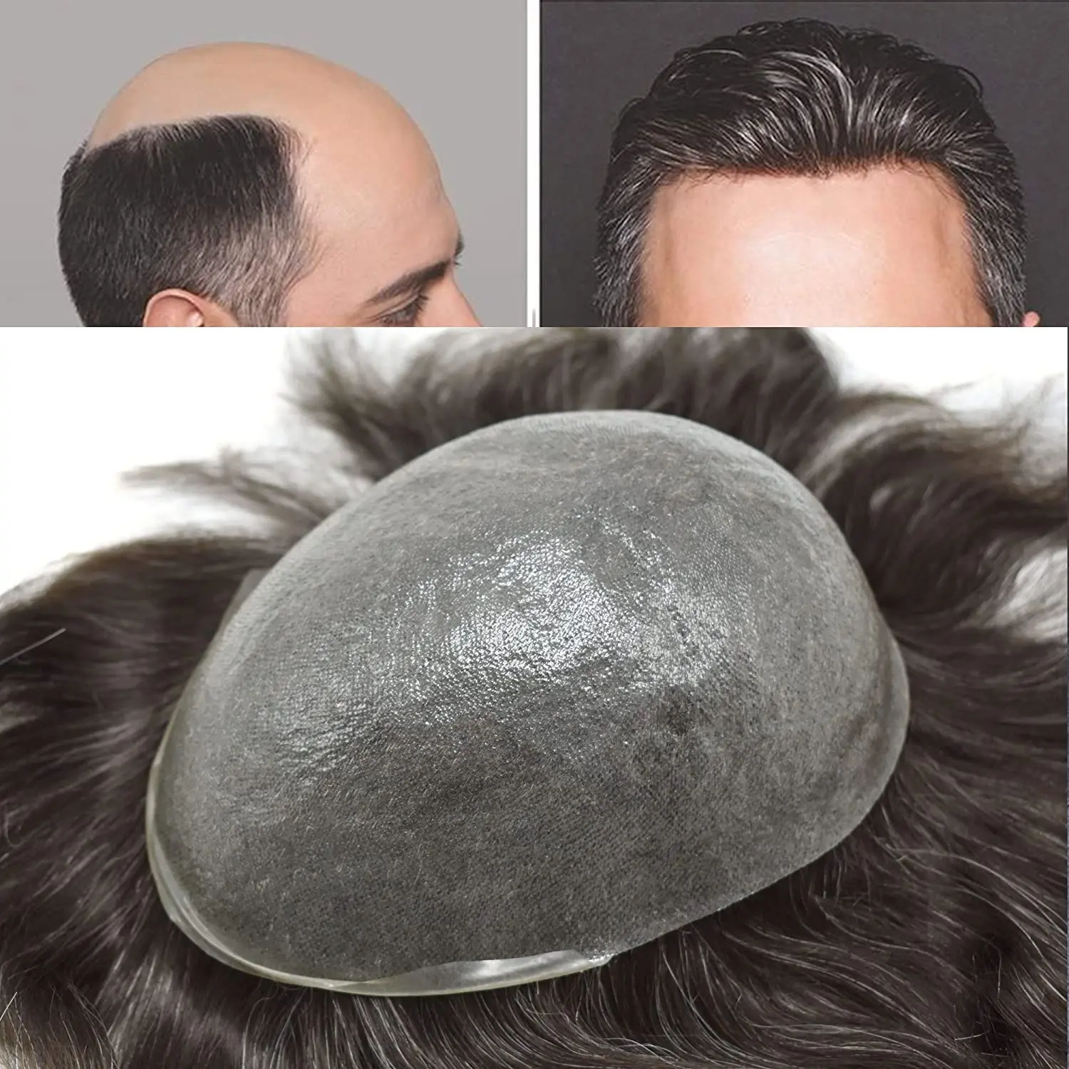Mens Hair System 0.04mm Ultra Thin Skin Toupee For Men Hairpiece Real Human Hair Replacement Systems All V-Looped Knots Invisible Realistic Natural Hairline Male Hair Prosthesis Protesis Capilar Hombre