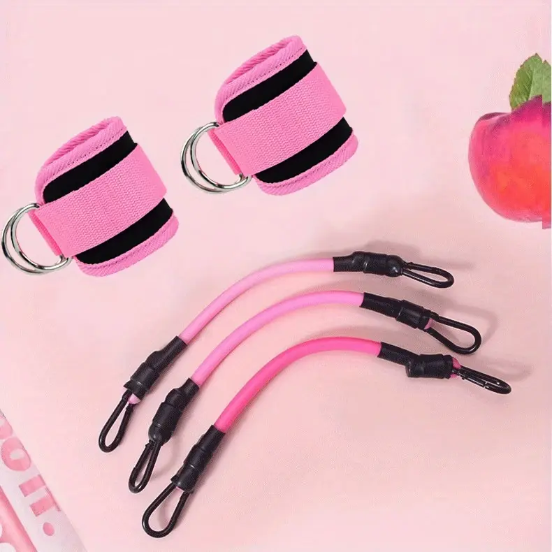 Active Stretching  3pcs Ankle Resistance Bands for Leg Butt Training Home Gym Equipment for Men Women Toning Buttocks & Leg Muscles ，Pink Black