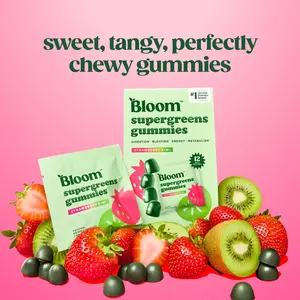 Bloom Nutrition Supergreens Gummies - New Year New Me - Daily Greens, Easy Gut Health & Energy Support, 30+ Ingredients, Dairy-Free, Gluten-Free, Keto-Friendly, Non-GMO, Sugar-Free, Plant-Based, 12 Count