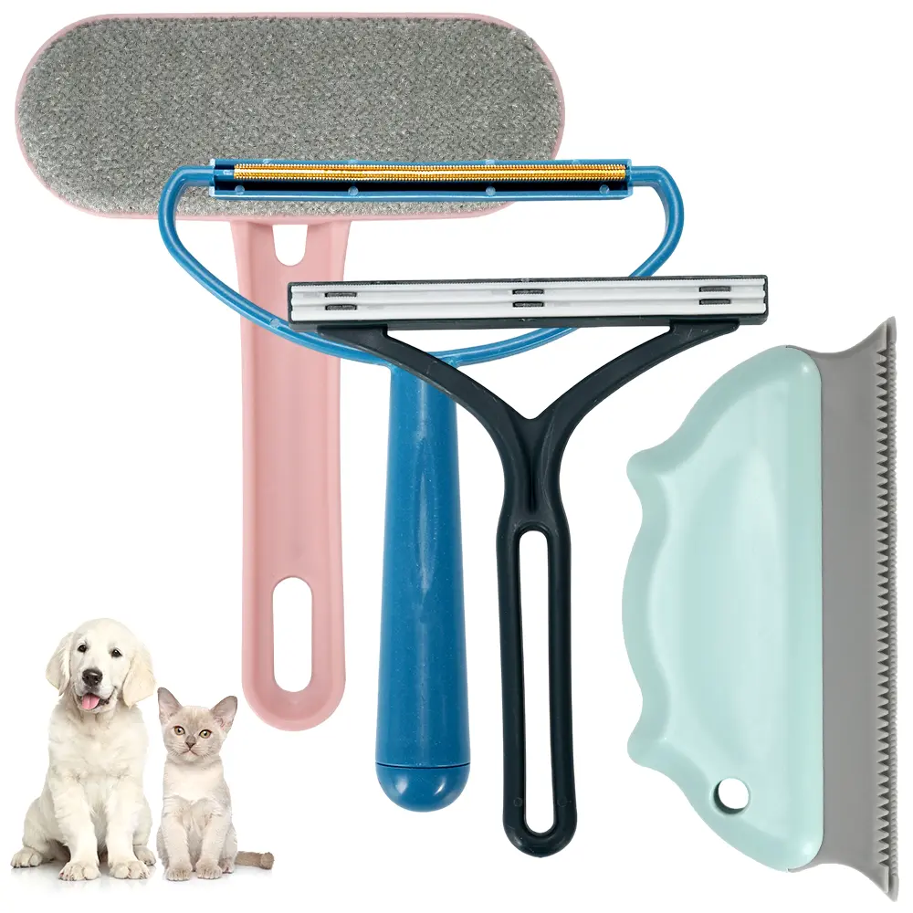4 pack Pet Hair Remover for Couch Reusable Hair Removal Tools Portable Carpet Rake Scraper Fur Removal Tool for Couch, Carpets, Cat Trees, Car Mats