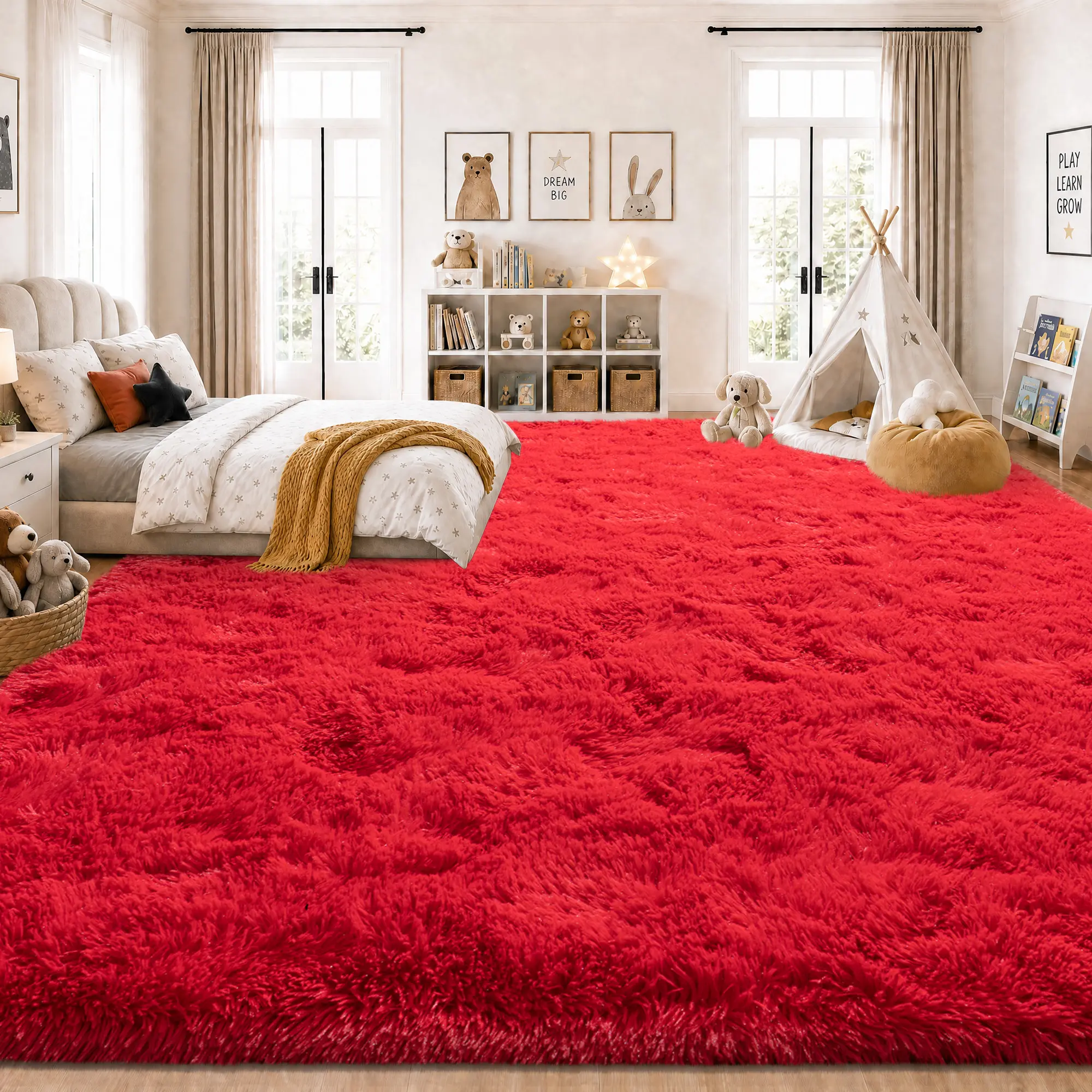 【Summer Sale Deals】【Moving Season】REZUTAN Large Plush Carpet for Bedroom & Living Room Super Soft Fluffy Non-Slip Dormitory Rug Indoor for Children's Room Home Decoration 1.7-inch Pile Height Soft Shaggy Rug Modern Shaggy Rug rugs for living room carpet