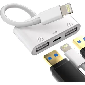 Lightning Male to USB3.0 Female OTG Adapter Charger Splitter - 2.0 Compatible, OTG & Charging Port Support for iPhone 11,12 Pro Mini,XR,XS,8 Plus, iPad Air - Works with Camera,Mouse,iPad Keyboard,MIDI, Iphone Xr