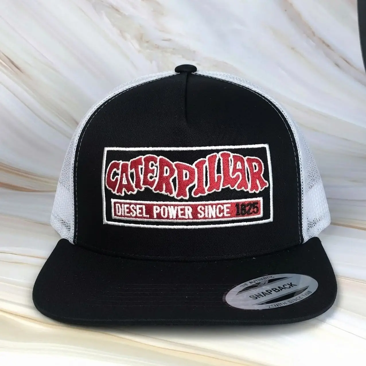 Caterpillar Embroidered Retro Hat Trucker Hat Many Colors Snapback Hat, Unisex Casual Street Style, Gift Idea For Her Him, Unisex Everyday Wear