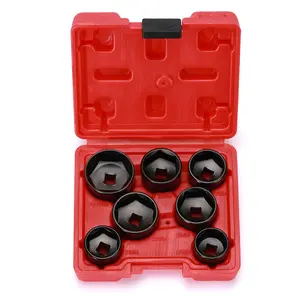CASOMAN 7-Piece 3/8" Drive Low Profile Oil Filter Cap Wrench Socket Set 24mm-36mm CR-V Steel Tool Kit for Mercedes-Benz Ford & More