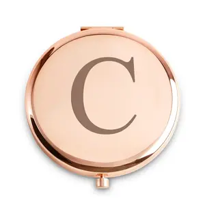 Personalized Gift for Women Girls Her, Custom Gifts for Adult Teen, Monogram Alphabet Initial Compact Mirror for Birthday, Graduation, Mothers Day, Ideal Mirror Easter Basket Stuffers