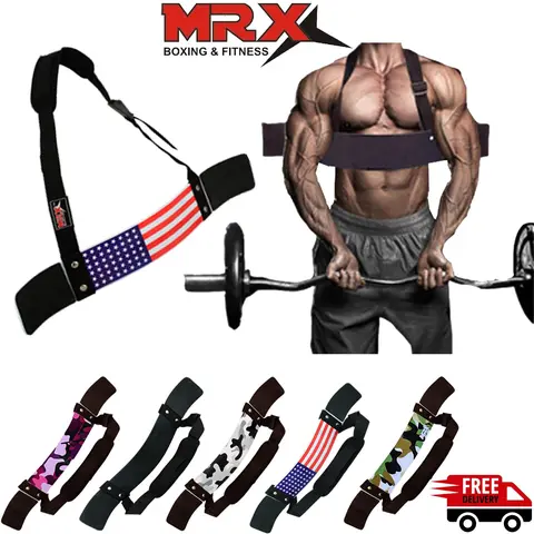 MRX Arm Blaster Weight Lifting Belt - 0.84 kg Steel-Solid Black Frame Bicep Tool, Gym Workout Accessory, Arm Protection, Customized Fitting, All-Height Adjustable Straps, Max Stability for Men’s Heavy Body Weights (Home & Gym)