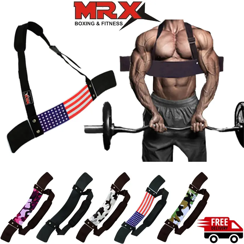 MRX Arm Blaster Weight Lifting Belt - 0.84 kg Steel-Solid Black Frame Bicep Tool, Gym Workout Accessory, Arm Protection, Customized Fitting, All-Height Adjustable Straps, Max Stability for Men’s Heavy Body Weights (Home & Gym)