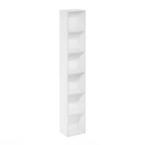 LUDER Bookcase, 6-Tier Tall Modern Bookshelf, Open Shelf Bookcase, 9.3 x 12 x 71, for Living Room Bedroom Home Office, White