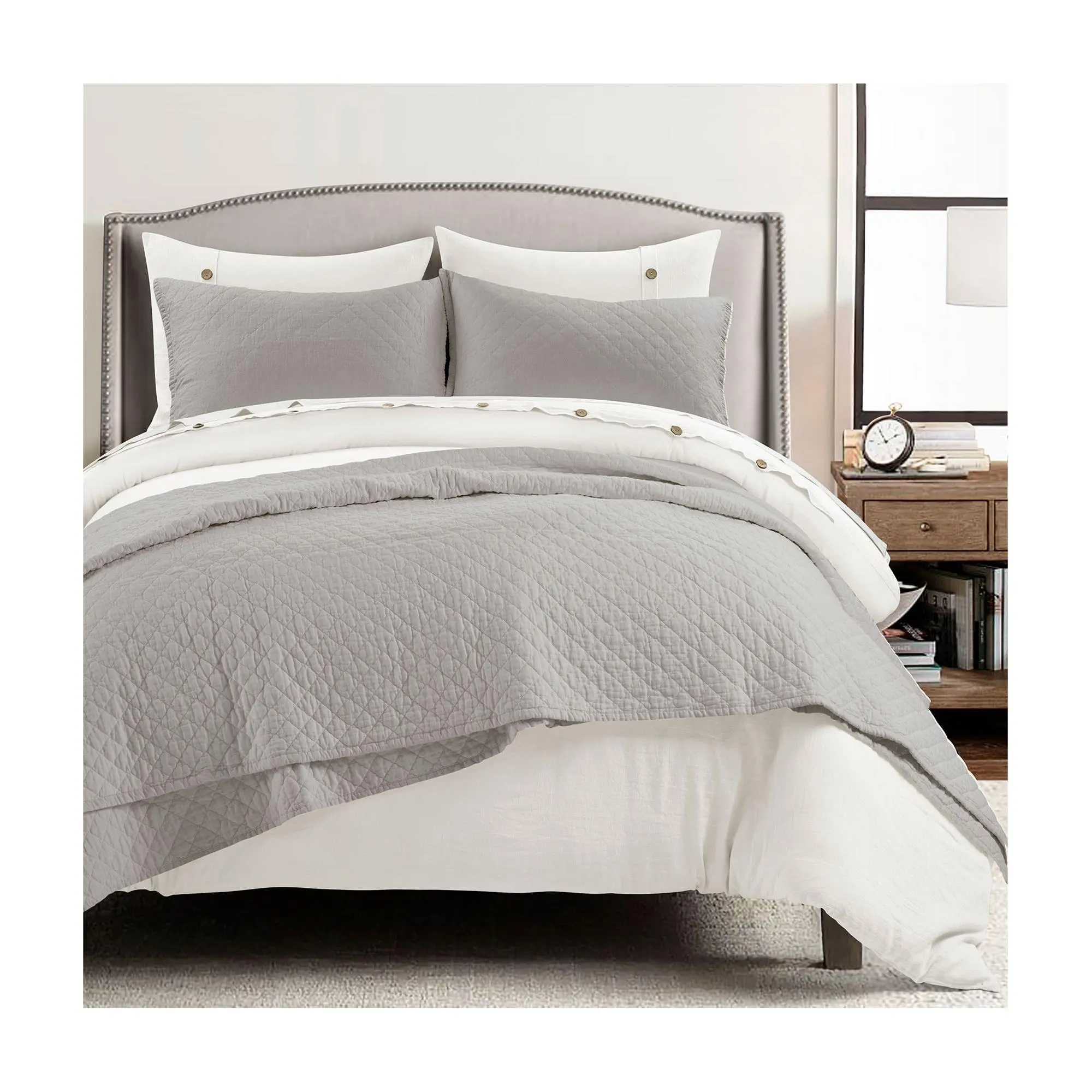 Lush Decor Belgian Flax Prewashed Linen Rich Quilt 3-pc F/Q