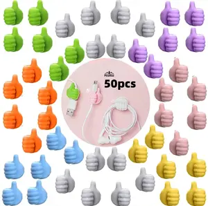 100Pcs Creative Silicone Thumb Wall Hook Multifunction Adhesive Cable Clip Self Adhesive Thumb Cable Organizer Clips Key Hanger