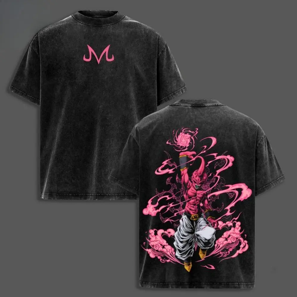 Vintage DBZ "Evil Buu" Vintage Unisex Oversized Anime Manga Acid Washed Cotton T-shirt, graphic tee,anime merch fan, outfits men Anime lovers