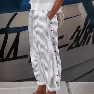 2025 Women's Striped Casual Pants Womenswear Bottom Comfort Bridal Baggy Beige Loose Oversize Oversized baggy sweatpants capris vacation outfits women buy clothes camo pants Trouser Gamis