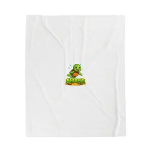 Shermie Turtle Logo Velveteen Plush Blanket | Cute Cartoon Turtle