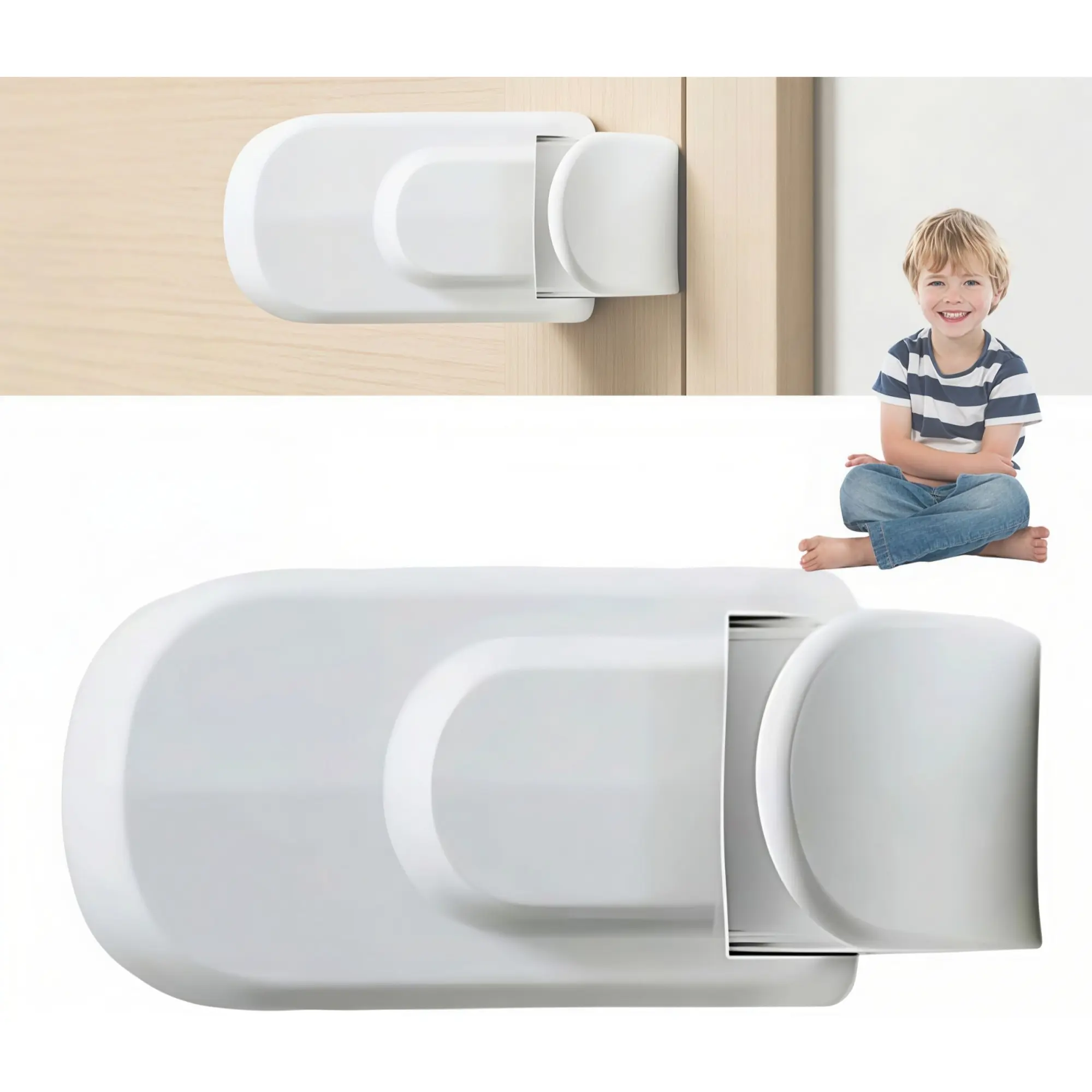 Child Safety Door Lock, Locking Clip-On Handle Security Lock Protection, Curious Child-Proof Lock for Renters, Easy-To-Use, Durable Design, Ideal for Home Use, Prevent Access
