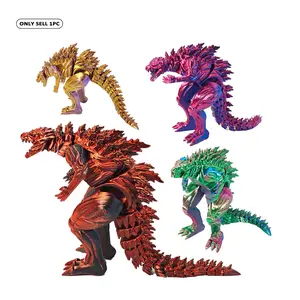3D Printed Godzilla King Ghidorah Decorative Figurine, Moveable Joints Muscle Dinosaur Statue, Multicolor Gradient Sea Monster Model