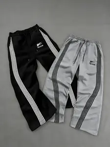 Men's Drawstring Sweatpants 'the Star' with Logo and Side Stripes, Striped Print Sweatpants, Skin-Friendly Fabric, Comfortable Breathable Casual Wear, Drawstring Waist Athleisure for Fall & Winter, Sports Casual Pants