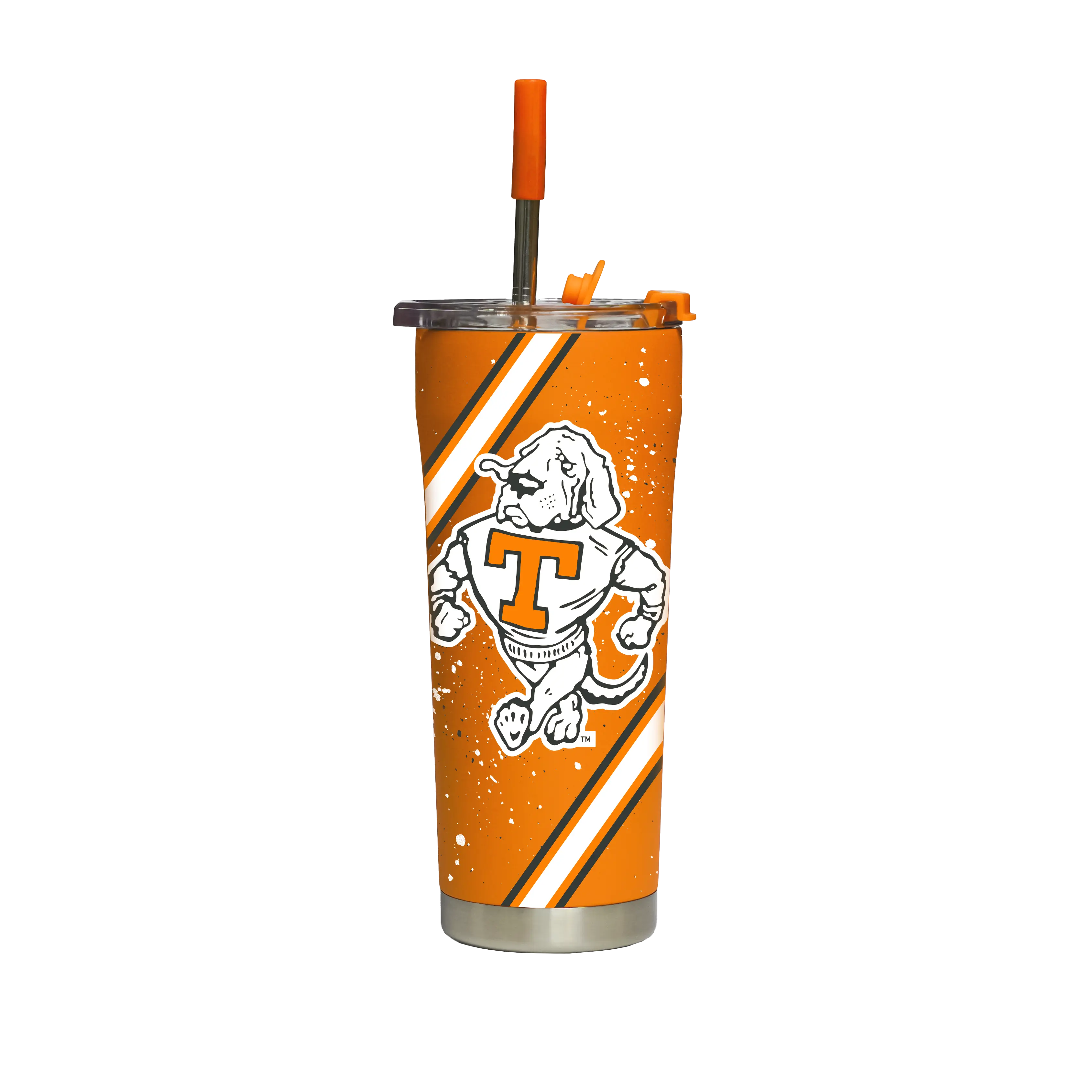 Tennessee College Vault Splatter Stainless Steel Insulated Straw Tumbler - Silicone Lid, Leakproof Portable Vacuum Flask, Reusable Beverage Storage Water Bottle