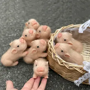 12CM Mini Full Body Silicone Piggy Reborn Dolls Hand-Rooted Hair Waterproof Newborn Doll Realistic Animal Dolls For Family'S Christmas Gift Bebe Reborn