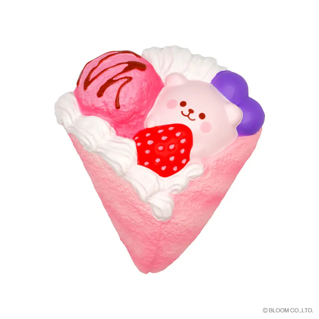 iBloom Squishy Marshmallow Bear's Strawberry Crepe Double Berry Cream Ice Crepe Strawberry Scent Kawaii Soft Scented Slow Rising Stress Relief