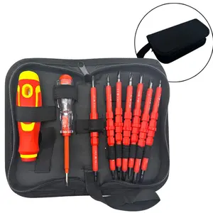 Household Insulation Screwdriver Set, 1 Set Cross Hexagon Electrical Service Tool Set with Test Pen, Multifunctional Insulation Screwdriver Set with Storage Bag