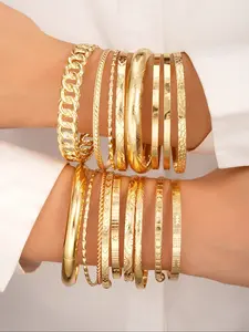 Elegant Open Bangle Bracelet Set for Women, 17-Piece Adjustable Bangles Collection, Perfect Gift for Daily Wear & Parties, Adjustable Cuff