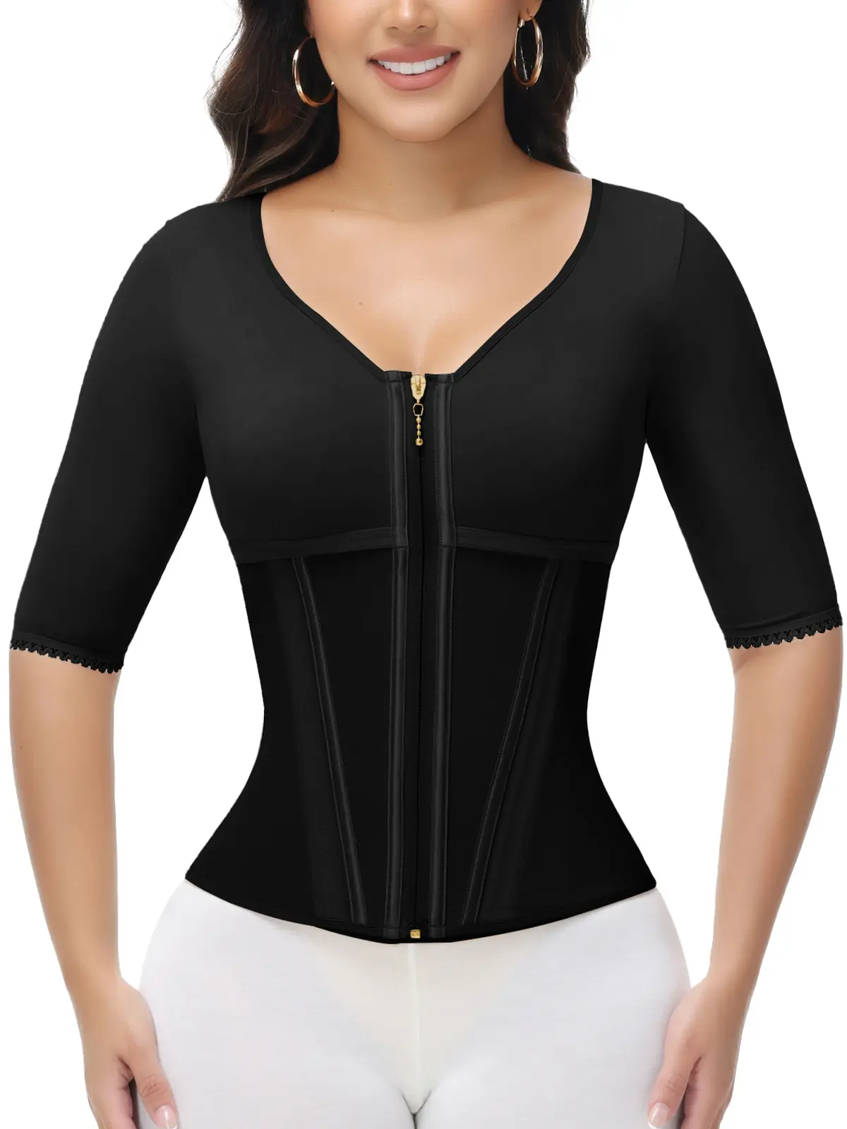 SHAPSHE Waist Shapewear for Women with Bra Girdle Workout Shapewear with With Sleeves