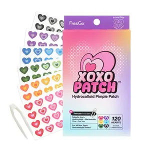 FreeGo XOXO Hydrocolloid Pimple Patch 120 Counts - Triple Heart-Shaped Acne Treatment Sheets with Salicylic Acid & Tea tree - Vegan & Dermatologist-Tested