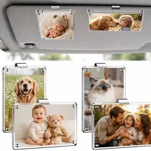 Personalized Car Picture Holder and Visor Photo Clip,Dad Gift,Fathers Day 2026 Clear Acrylic Magnetic Car Photo Holder, Horizontal & Vertical Photo Car Sun Visor Picture Frame, Auto Accessories, Family, Couple, Pet Photos
