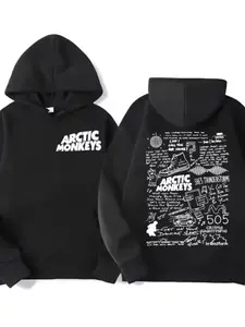 Retro Rock Arctic Monkeys Music Album Graphic Fitted Hoodies, Men Vintage Y2K Hip Hop Casual Hoodie, Punk Sweatshirt, Casual Hooded Sweatshirt, Tour Wear, Graphic Streetwear Clothing