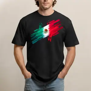 Mexico Flag Paint Splatter Design T-Shirt 100% Cotton Unisex