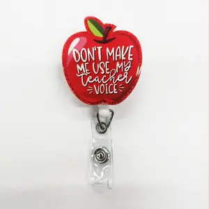 1pc badge scroll, acrylic employee ID scroll, exclusive for teachers. With a glitter apple and the funny text "Don't make me use the teacher's tone", it's convenient and witty for hanging employee IDs, a must-have for teachers!