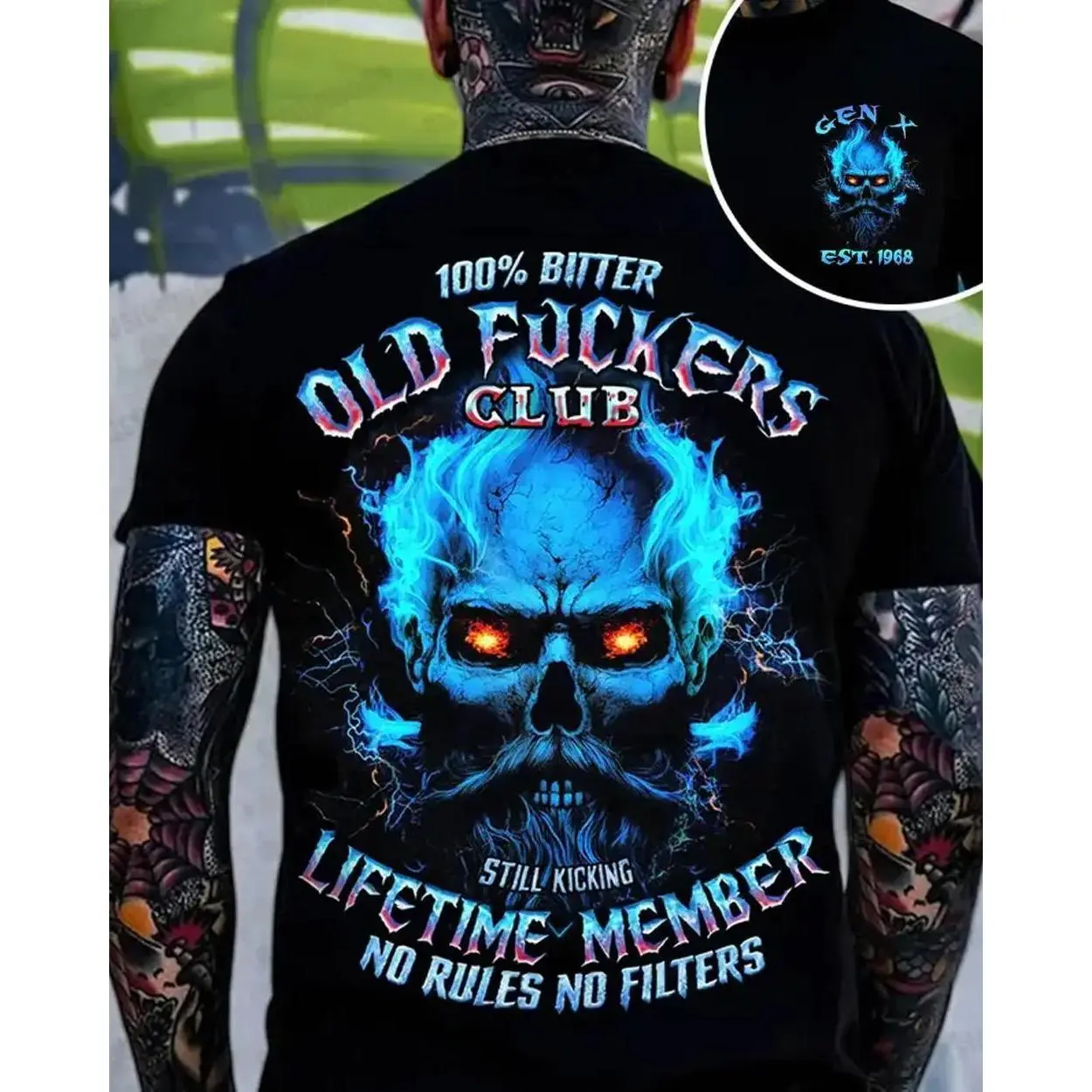 Crazymoda Generation X 100% Cotton Short-Sleeve Smooth Seamless Casual Skull T-Shirt - Non-Custom Year, Bitter Old F*ckers Club Design, Sports & Outdoor Top