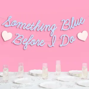 Something Blue Before I Do Banner - Matte Blue | 5.5 Ft. | Bachelorette Decorations, Engagement Party Sign, Proposal Background, Bach Heart Supplies