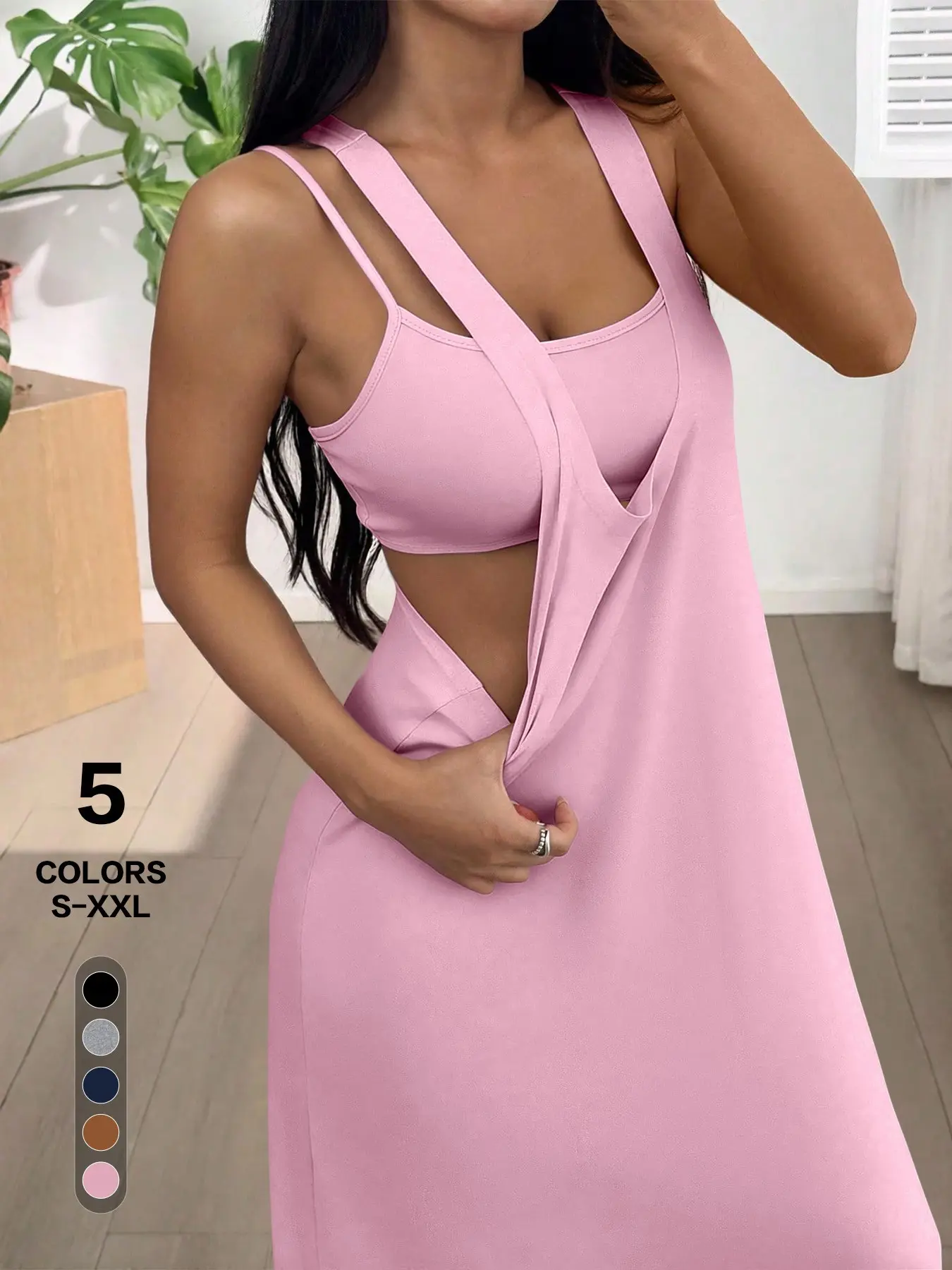 Women's Two-Piece Sleeveless Halter Backless Long Dress, Sexy Chic Casual Outerwear, Flowy Maxi Dress, Summer Waist Cinch Slimming, Beach Vacation Dress, Beach Resort Wear